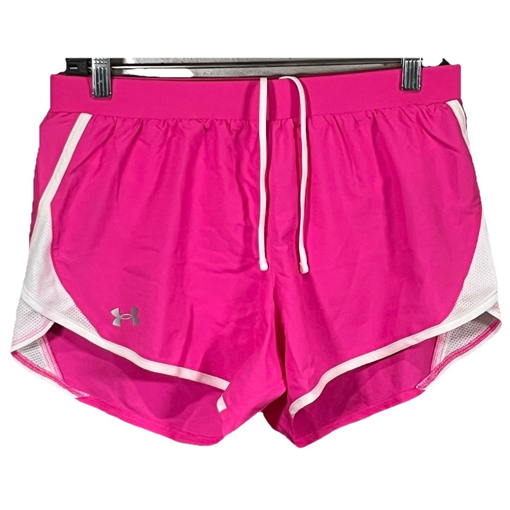 Under Armour‎ Womens Athletic Running Shorts Medium Pink White HeatGear Loose